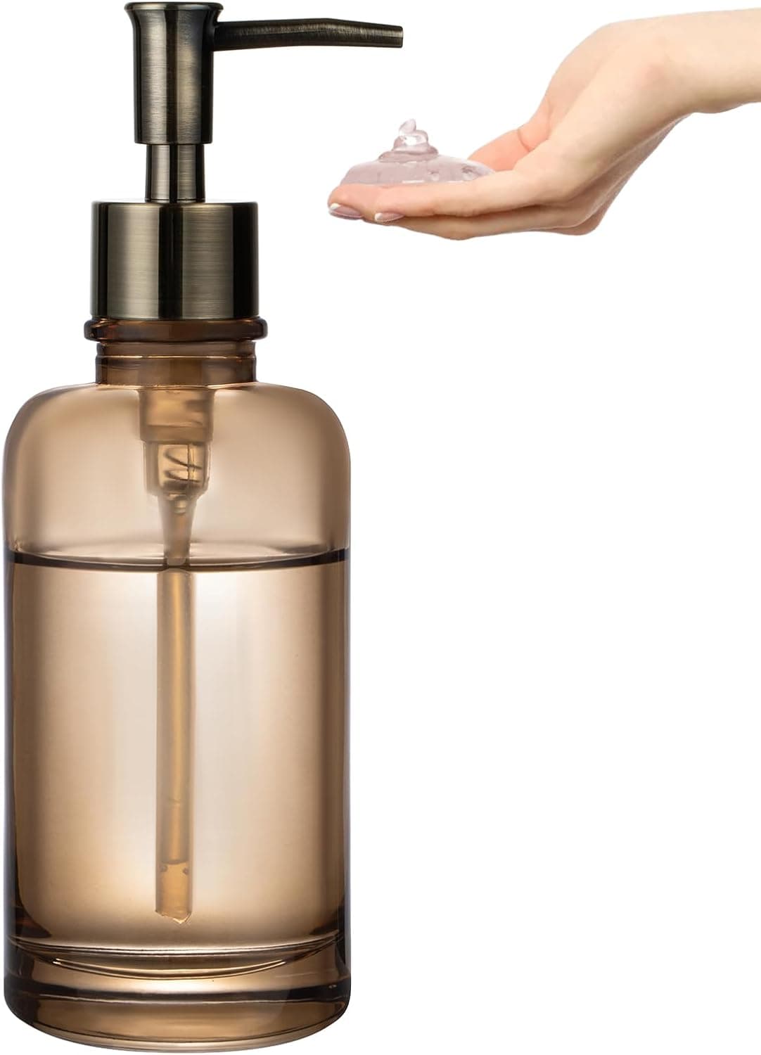 UHEY HOME Glass Soap Dispenser (Brown)